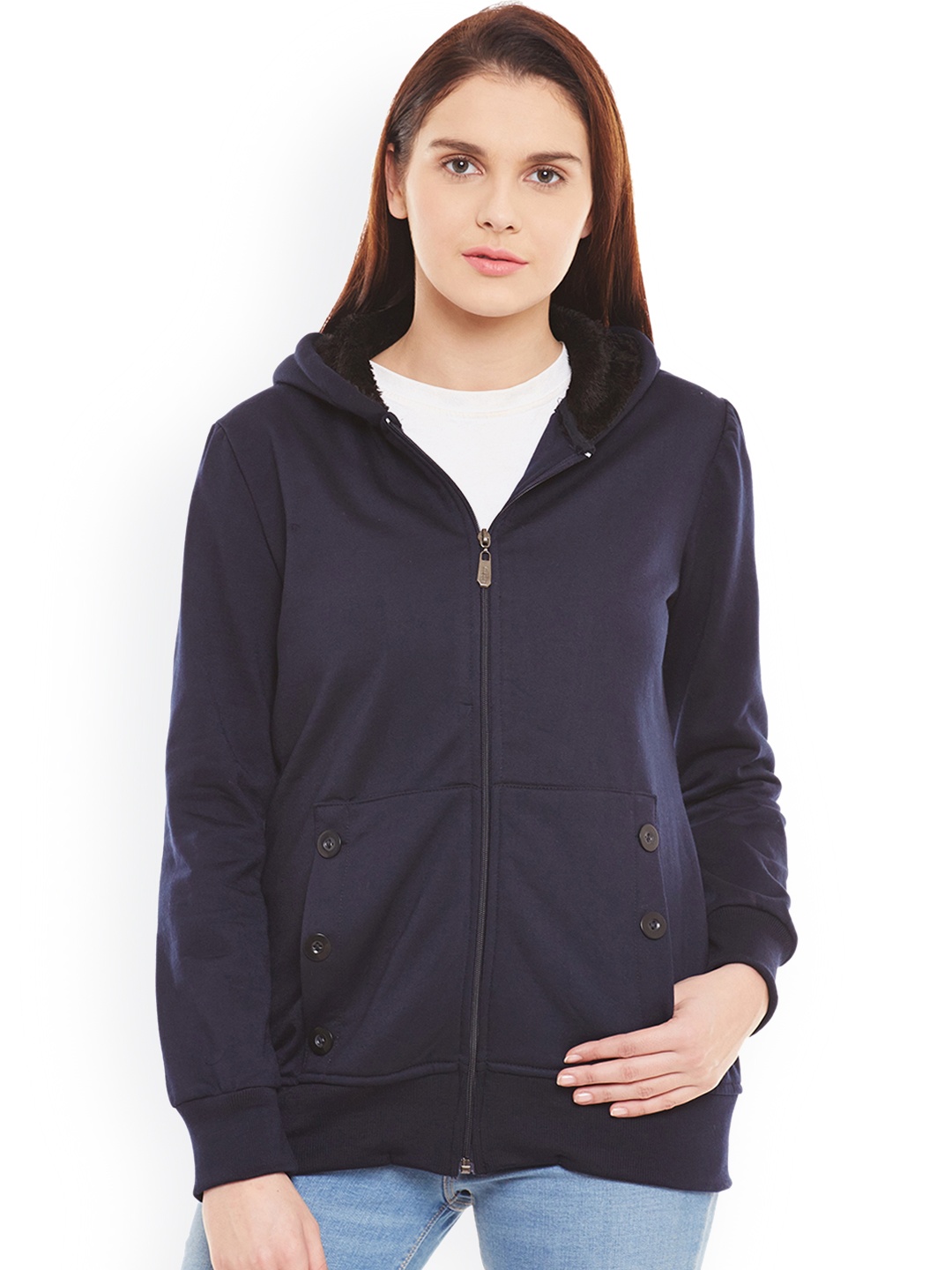

Belle Fille Navy Blue Hooded Jacket