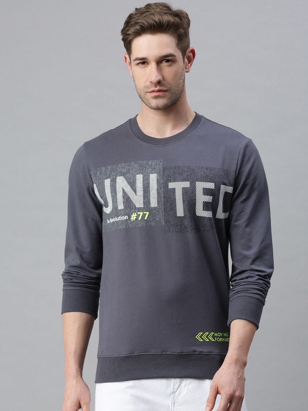 

SHOWOFF Men Grey Printed Sweatshirt