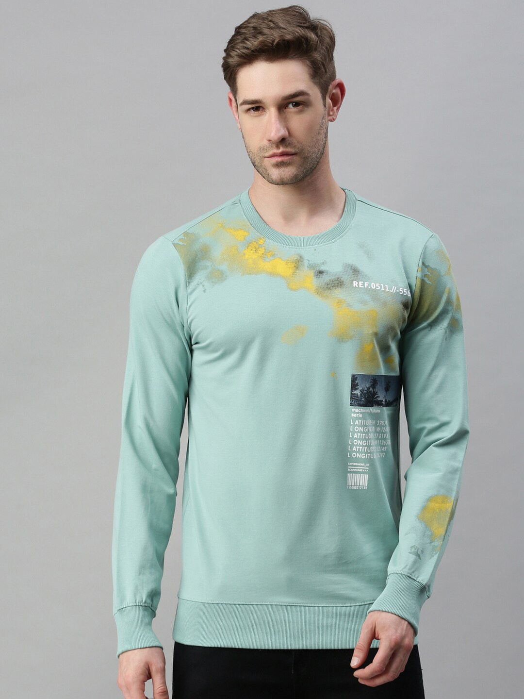

SHOWOFF Men Green Printed Cotton Sweatshirt