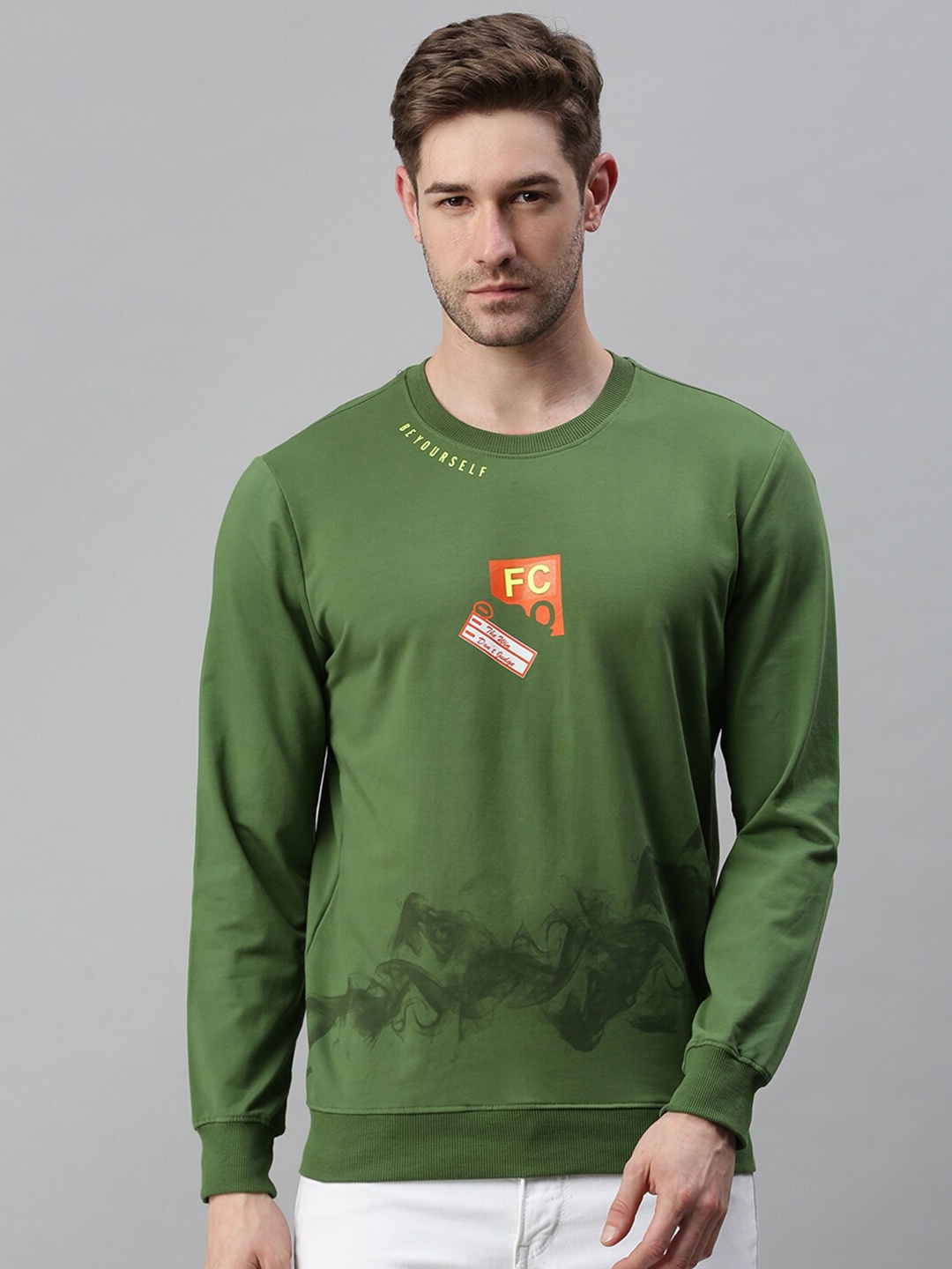 

SHOWOFF Men Green Printed Cotton Sweatshirt