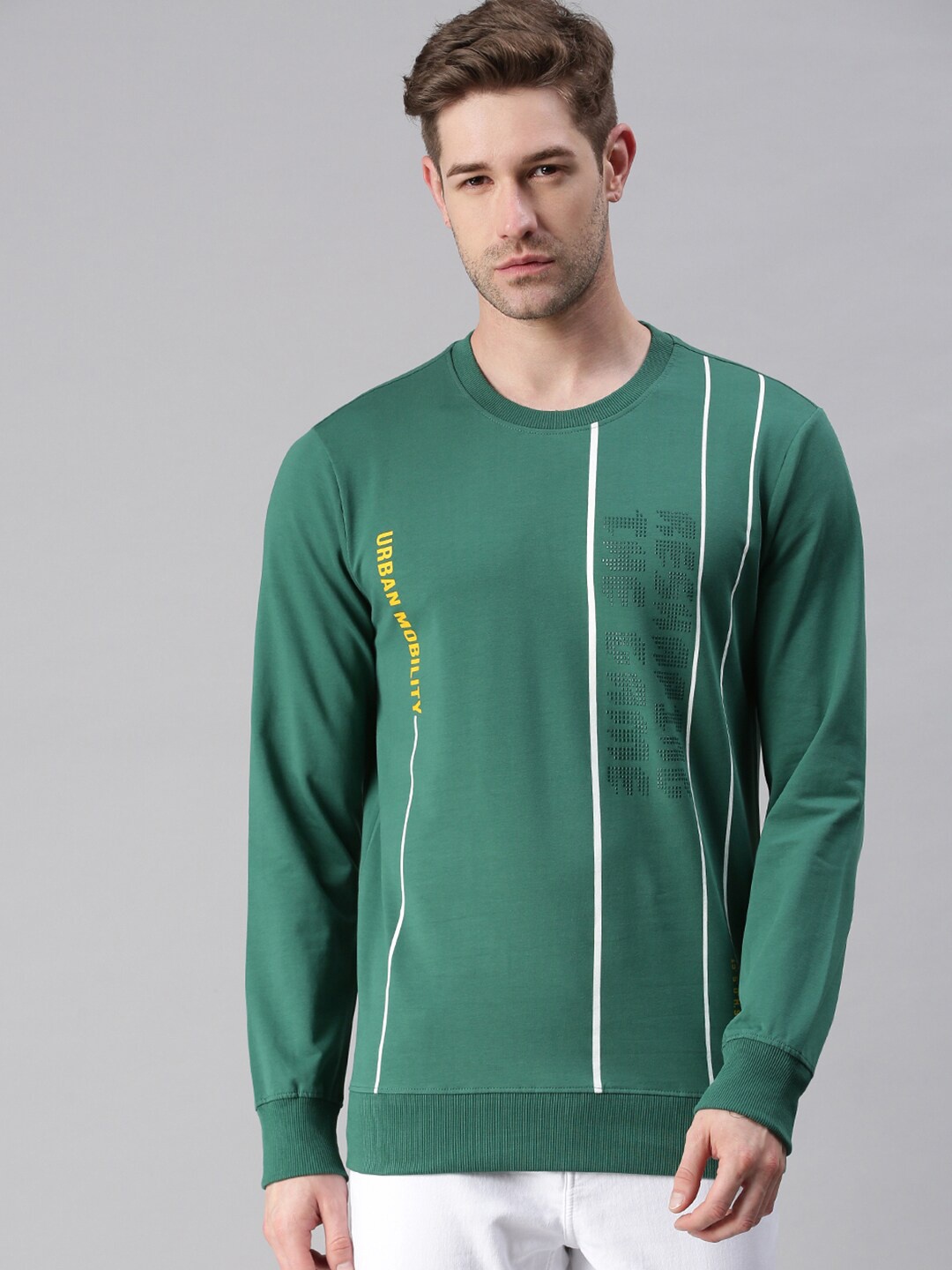 

SHOWOFF Men Green Printed Cotton Sweatshirt