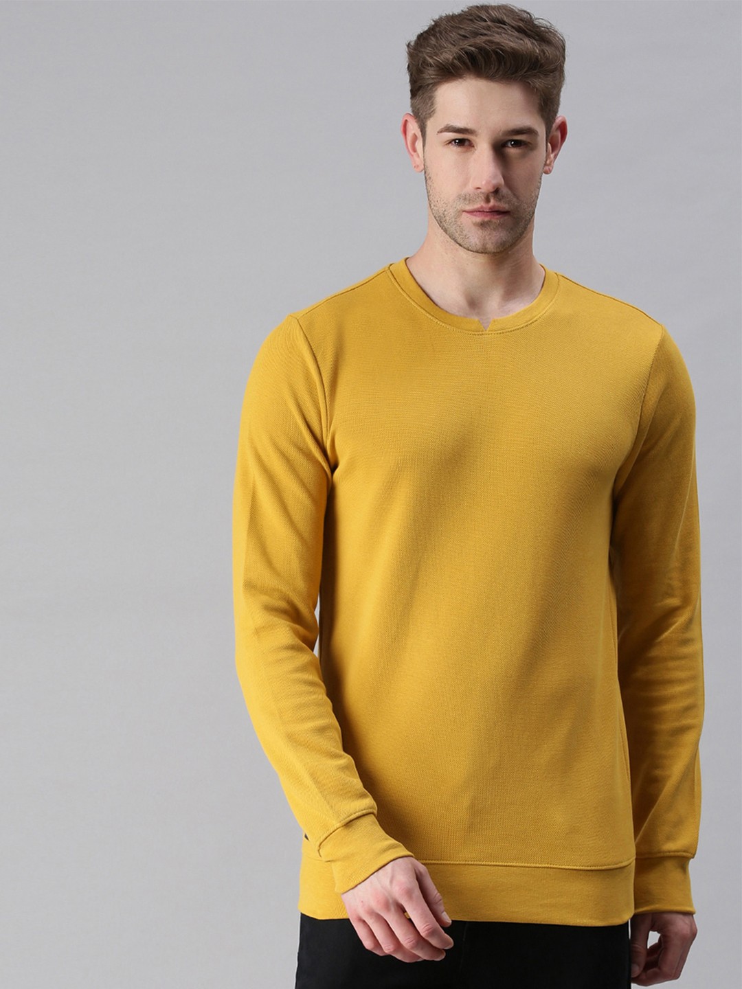 

SHOWOFF Men Yellow Cotton Sweatshirt
