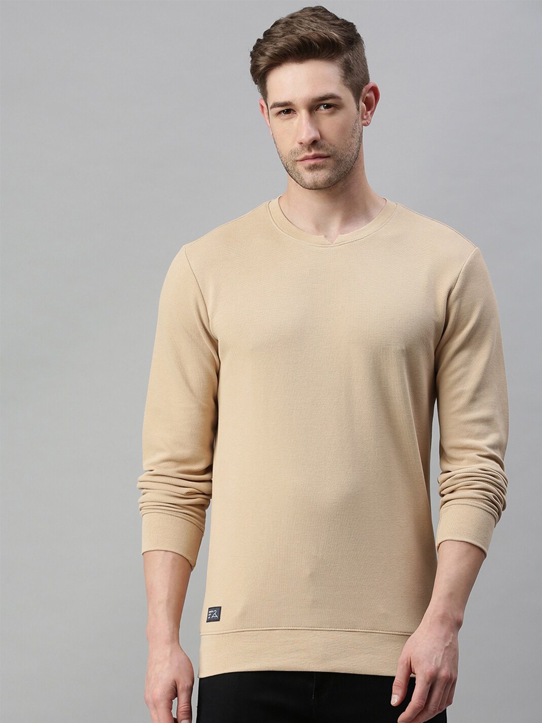 

SHOWOFF Men Beige Cotton Sweatshirt