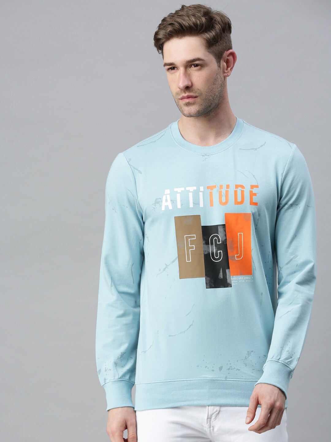 

SHOWOFF Men Blue Printed Cotton Sweatshirt