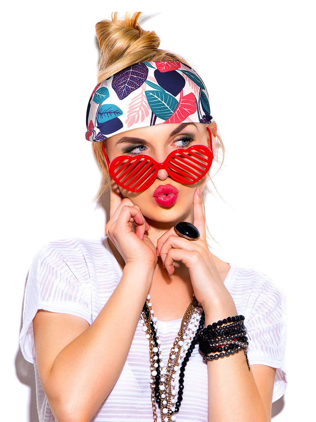 

Yellow Chimes Women Pink & Blue Tropical Printed Hairband