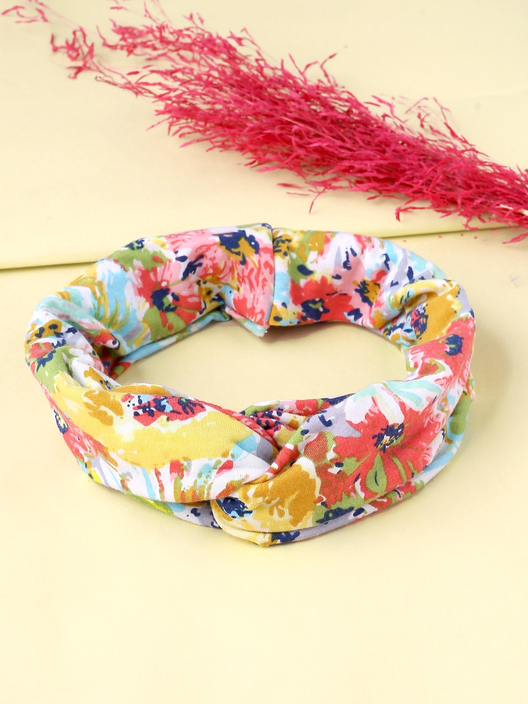 

Yellow Chimes Women Multicolor Printed Knot Headband, Green