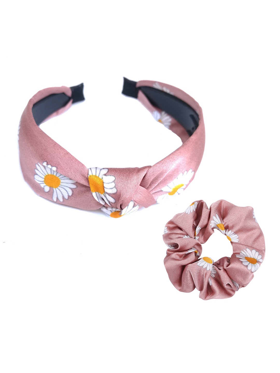 

Yellow Chimes Girls Pink & White Hairband With Scrunchie