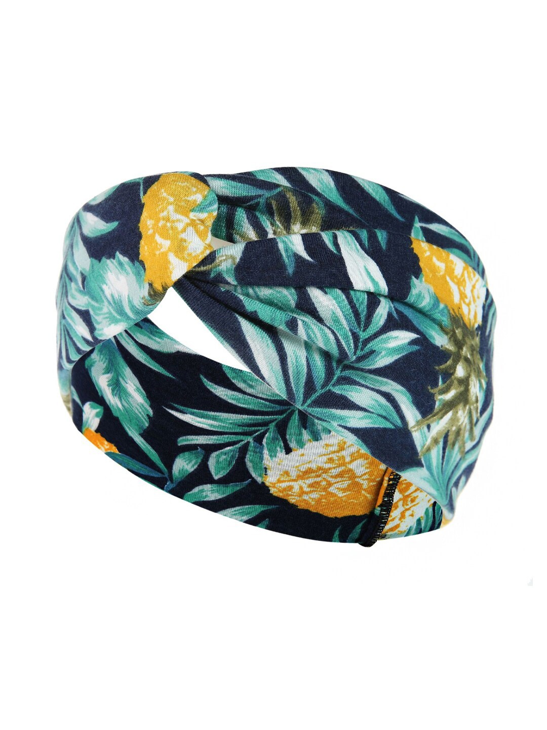 

Yellow Chimes Women Navy Blue & Yellow Tropical Printed Headband