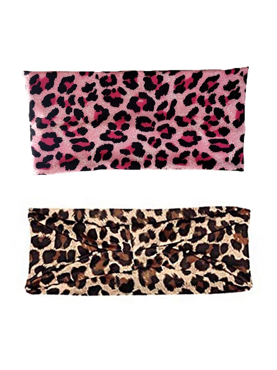 

Yellow Chimes Women Set of 2 Pink & Brown Animal Printed Hairband