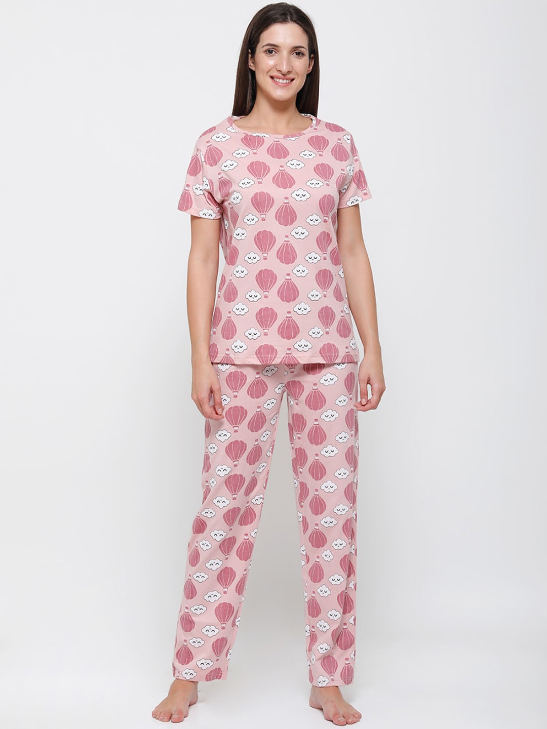 

De Moza Woman Pink Printed Lounge Pants