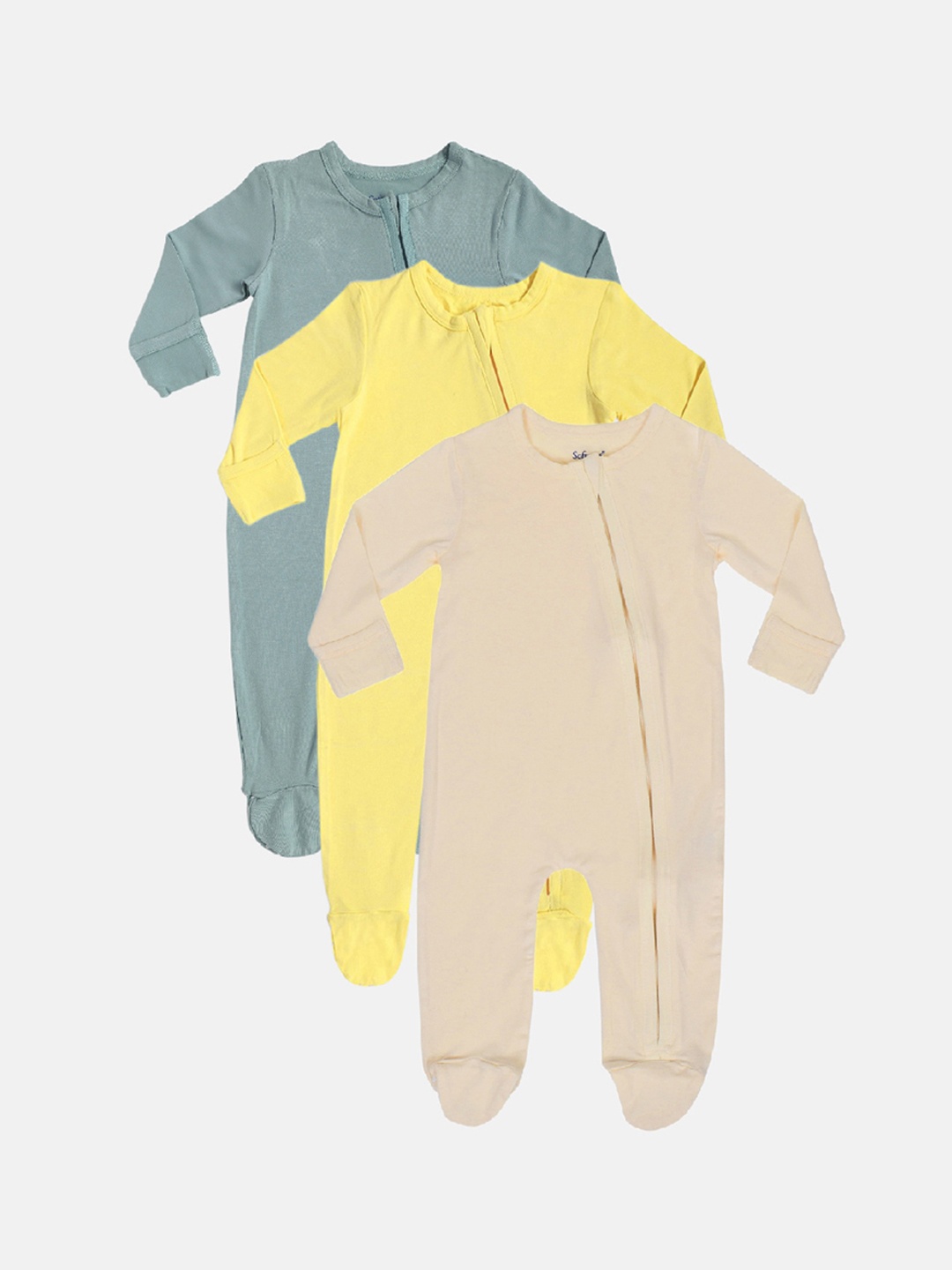 

Softsens Pack of 3 Bamboo Rompers, Multi