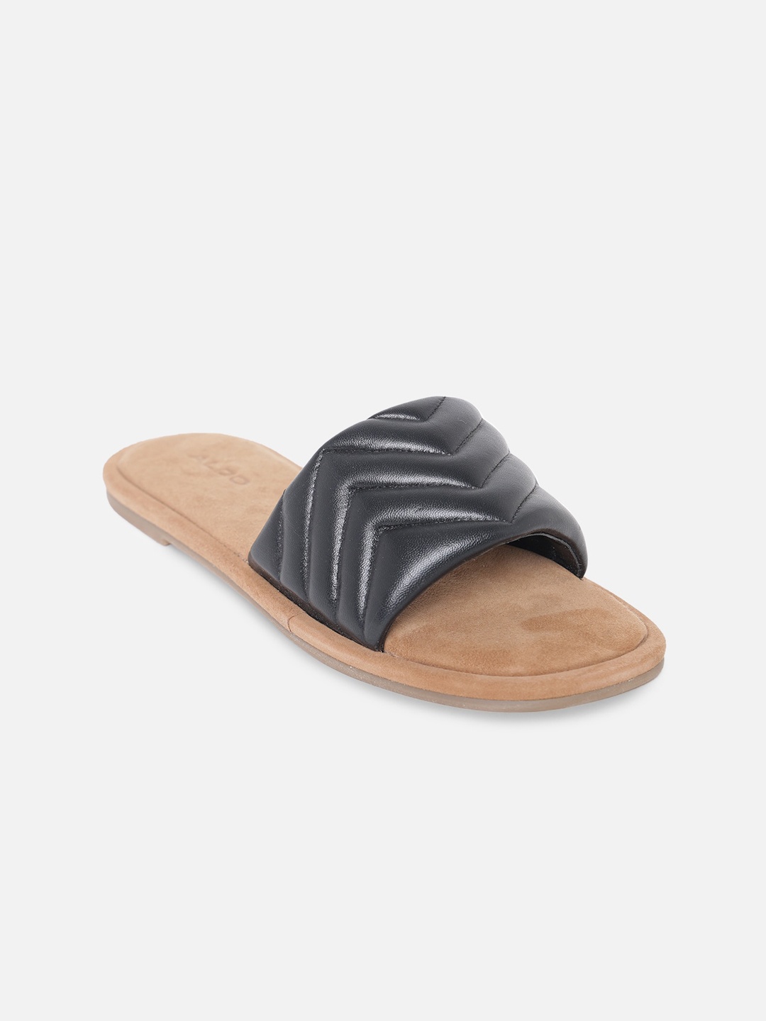 

ALDO Women Black Textured Open Toe Flats