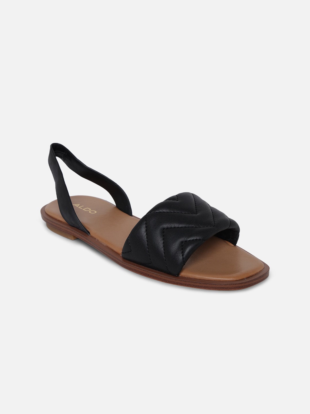 

ALDO Women Black Textured Open Toe Flats