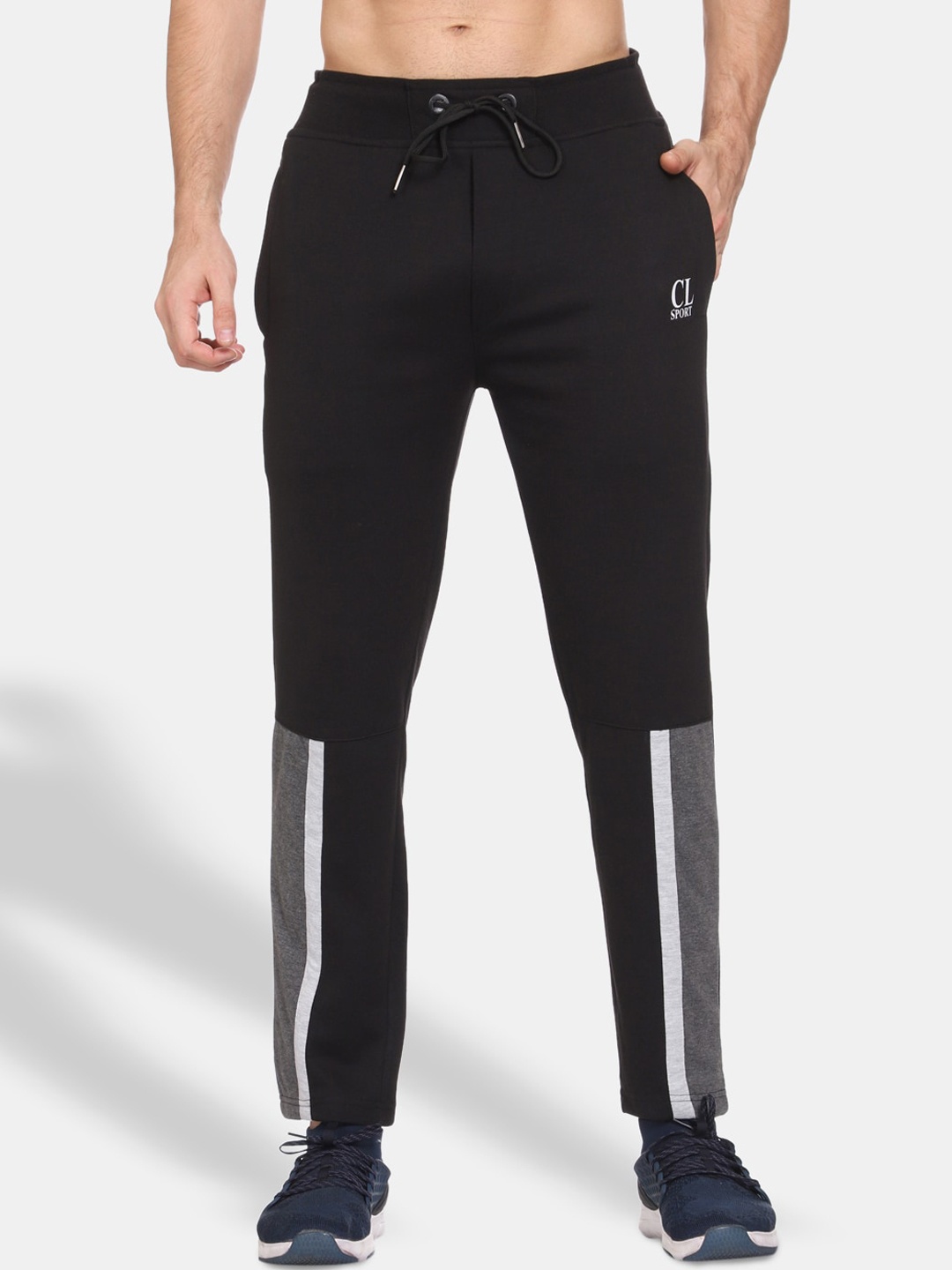 

CL SPORT Men Black & Grey Solid Track Pants