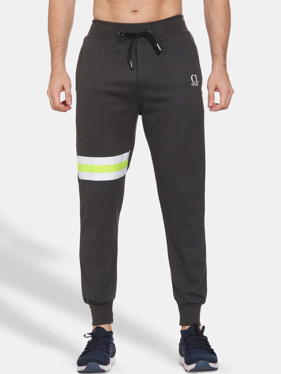 

CL SPORT Men Grey & White Solid Joggers