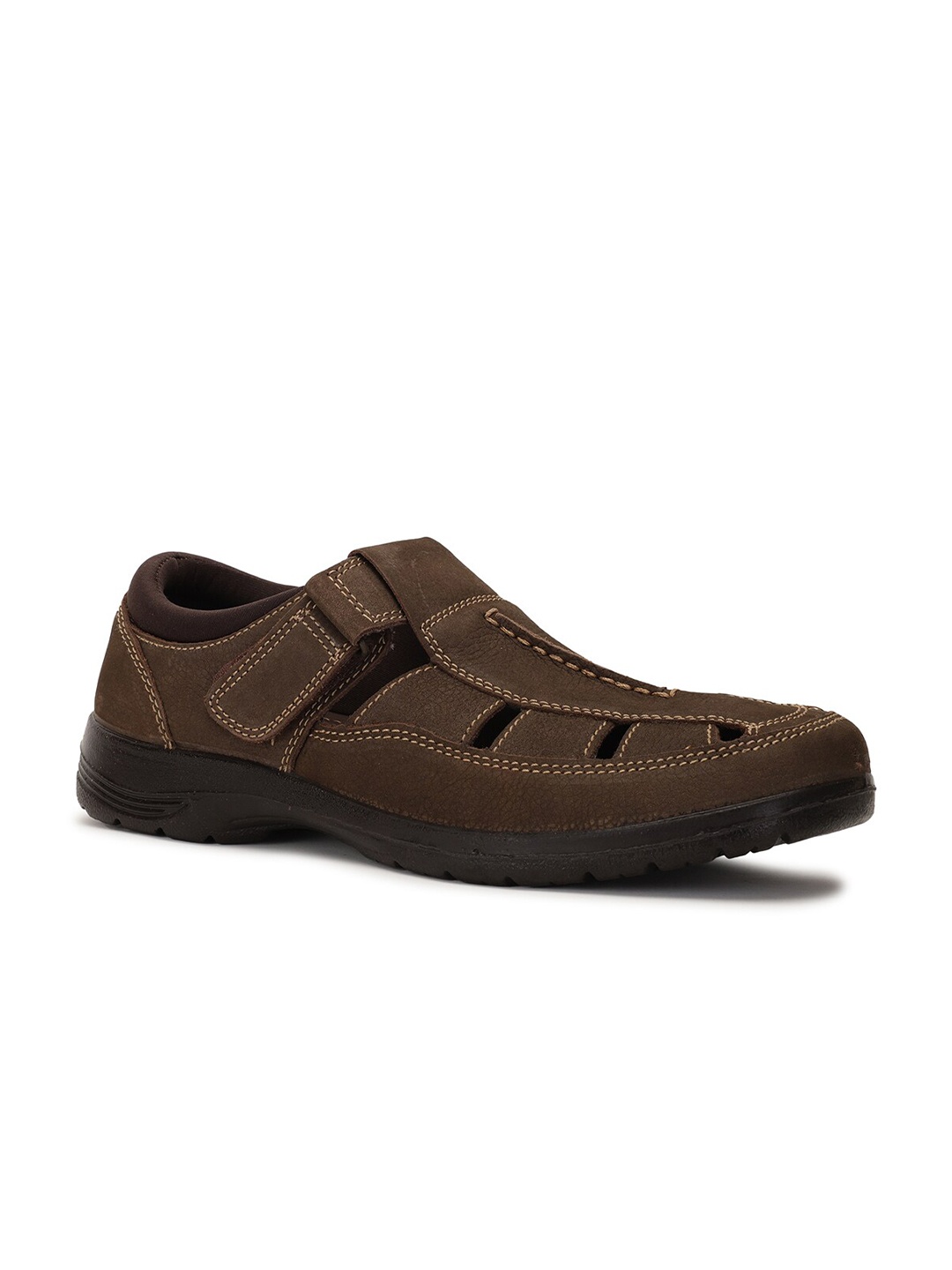 

Bata Men Brown Leather Shoe-Style Sandals