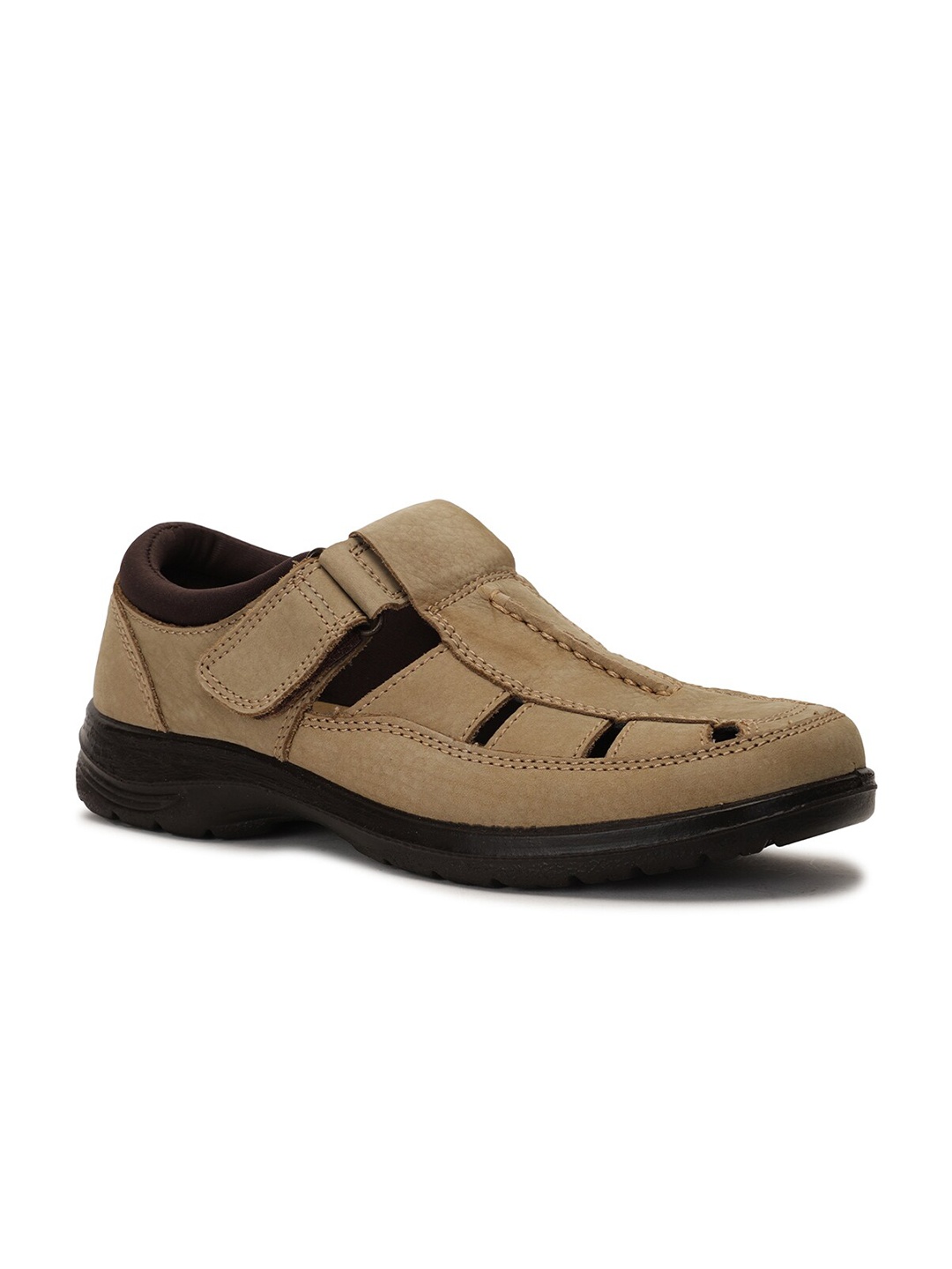 

Bata Men Beige Leather Shoe-Style Sandals