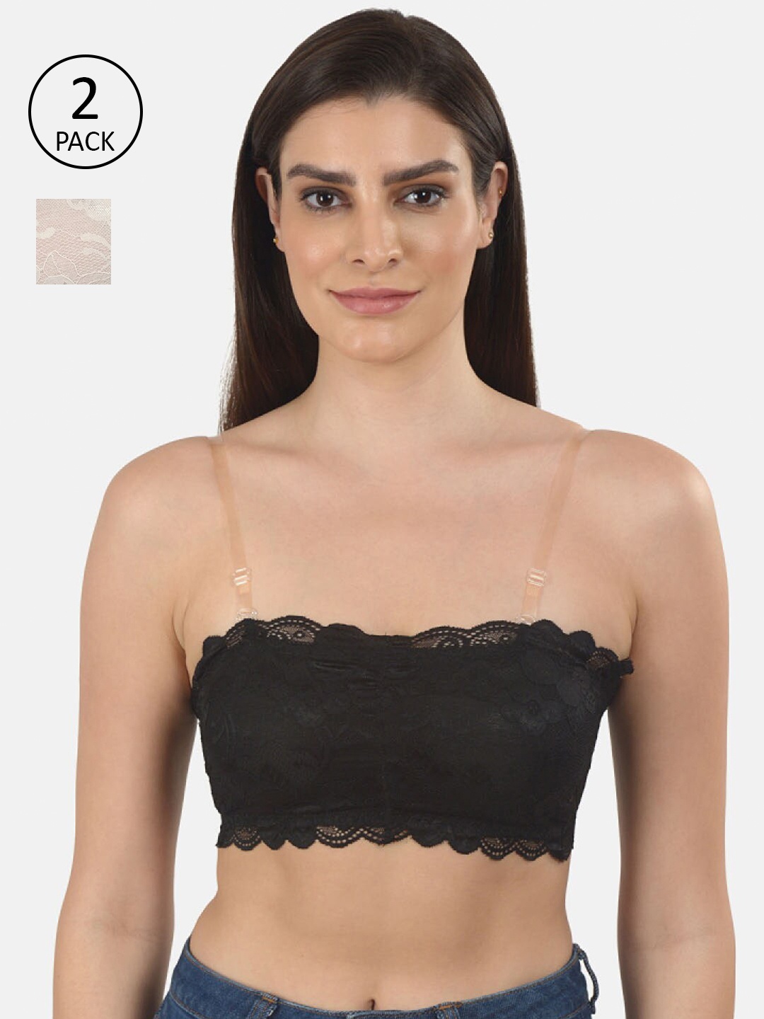 

mod & shy Pack of 2 Assorted Floral Non Wired Full Coverage Bralette Bra