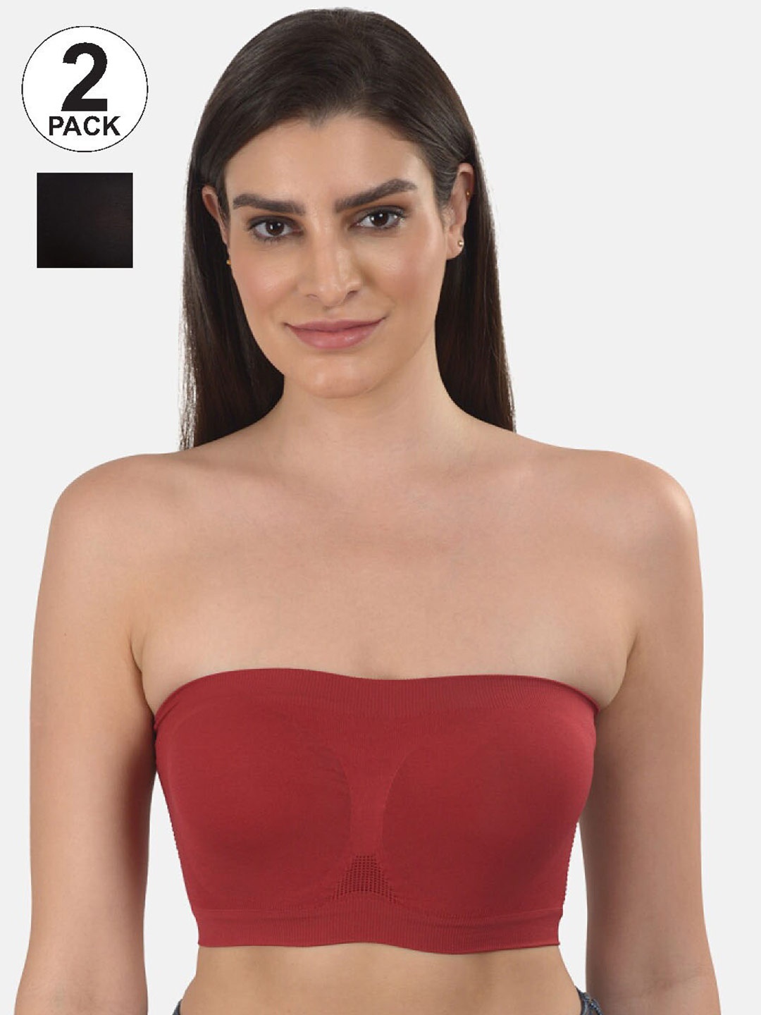 

mod & shy Women Pack Of 2 Solid Non-Wired Non Padded Bandeau Bra, Assorted