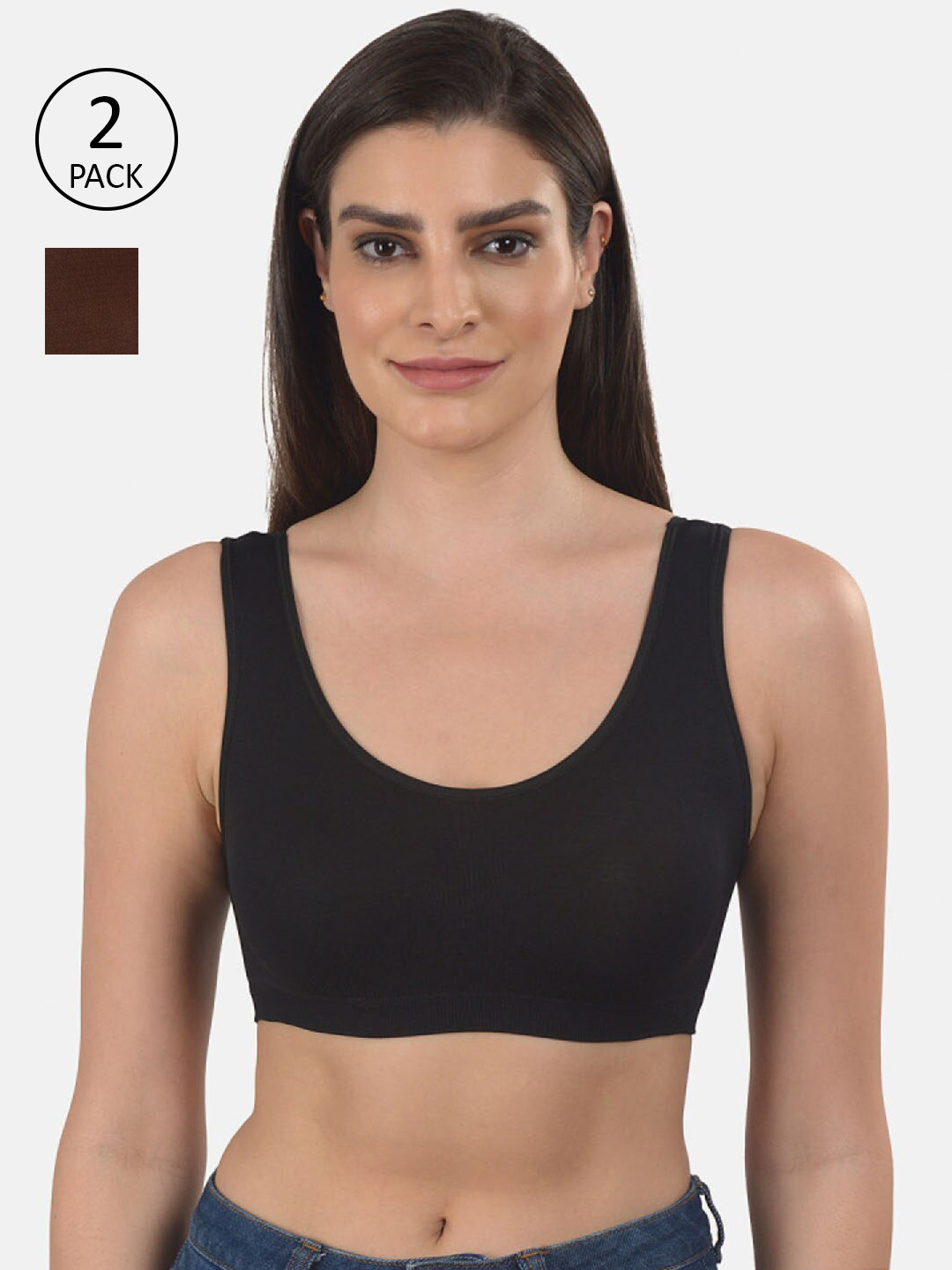

mod & shy Women Pack Of 2 Solid Non Padded Beginners Bra, Assorted
