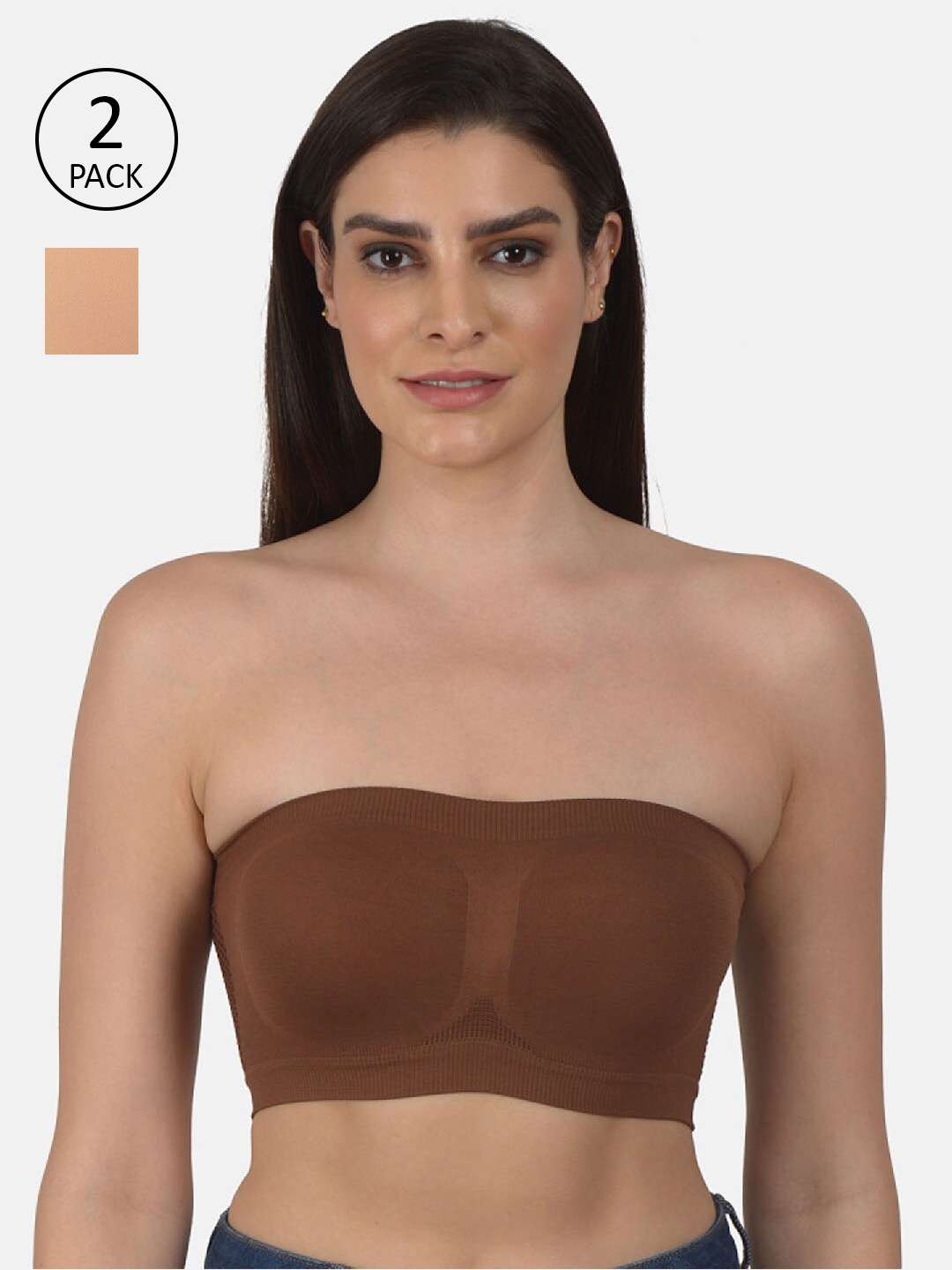 

mod & shy Pack of 2 Solid Non-Wired Bandeau Bra, Assorted