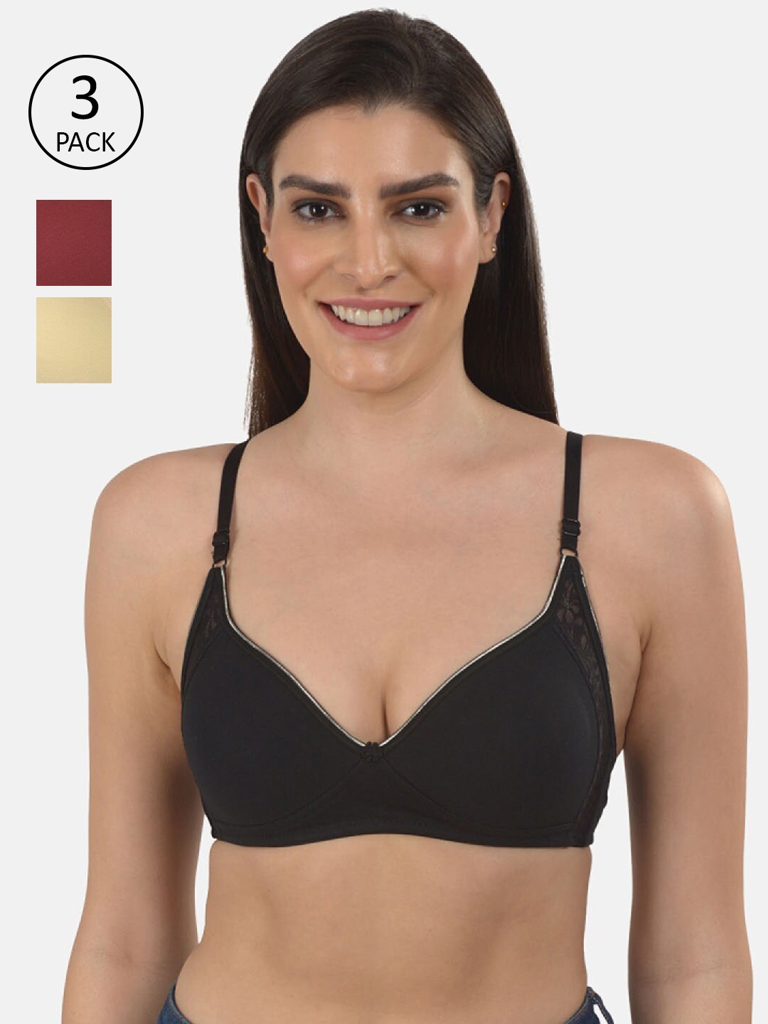 mod & shy Pack of 2 Assorted Non Wired Full Coverage T-Shirt Bra