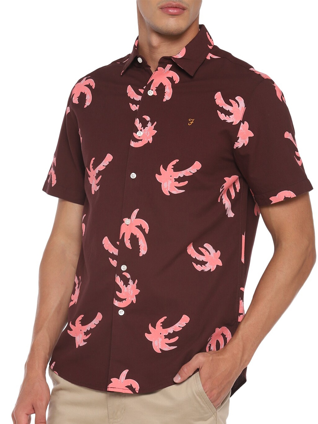 

Farah Men Burgundy Tropical Printed Casual Shirt