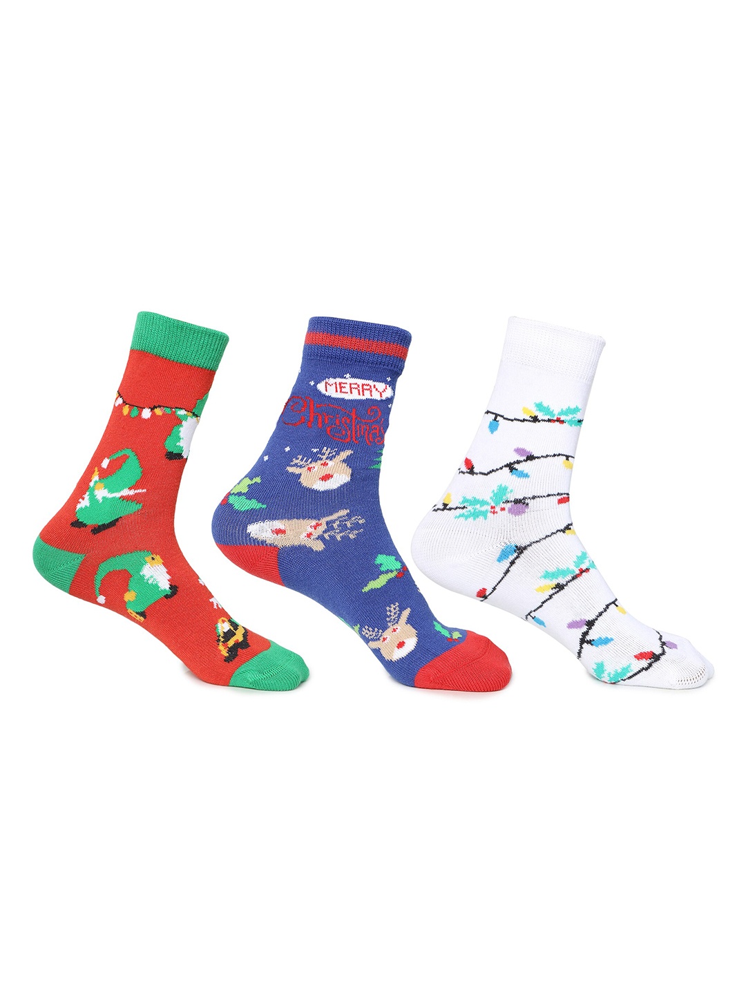 

KazarMax Kids Pack Of 3 Patterned Cotton Calf-Length Socks, Multi