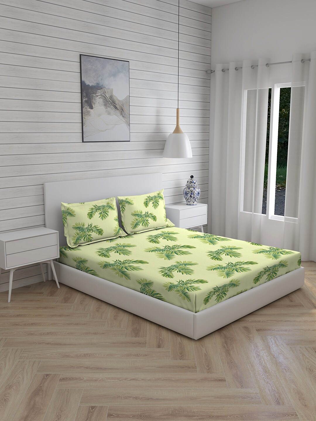 

Layers Green Floral 144 TC King Bedsheet with 2 Pillow Covers