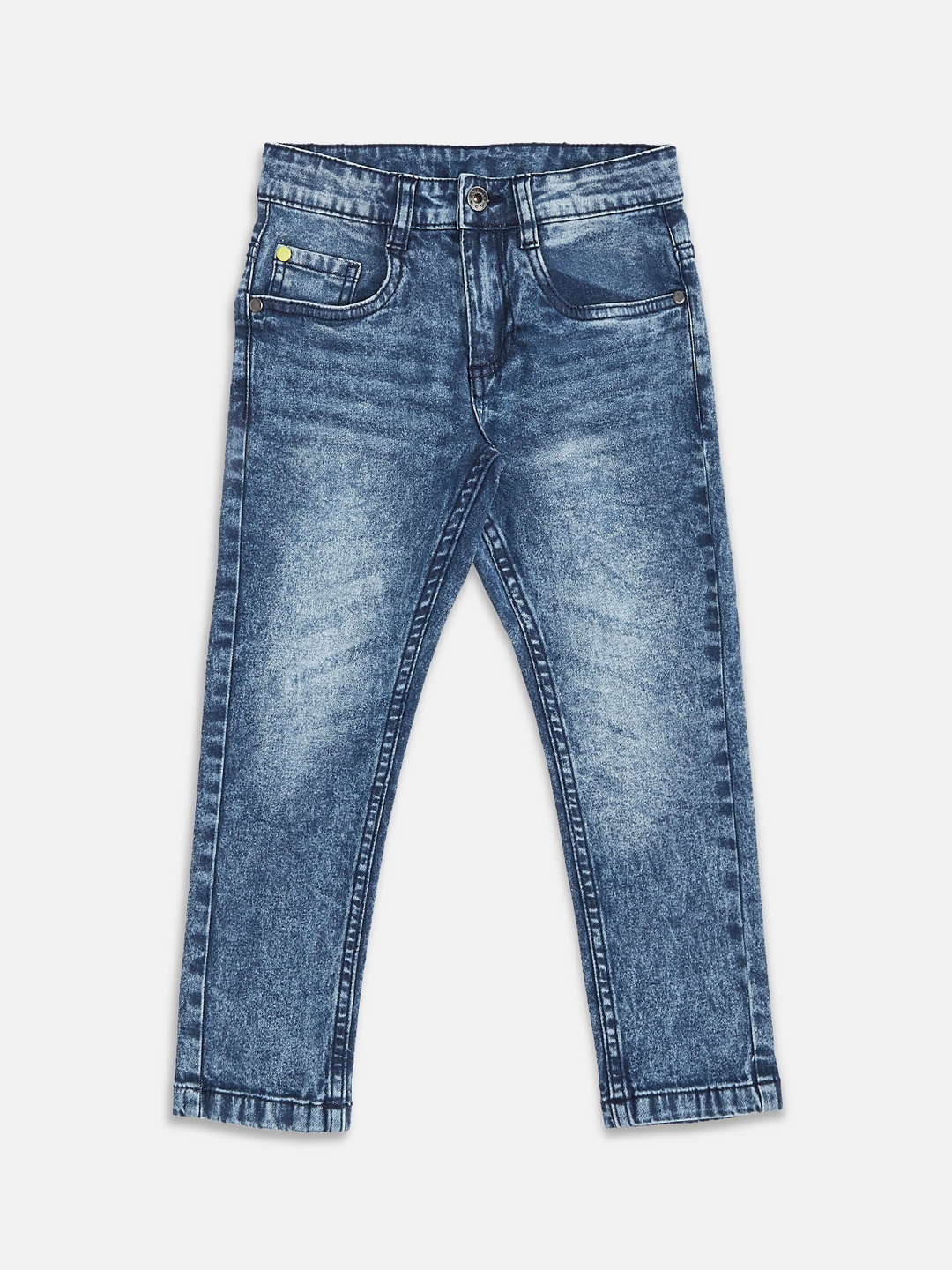 

Pantaloons Junior Boys Blue Tapered Fit Heavy Fade Jeans