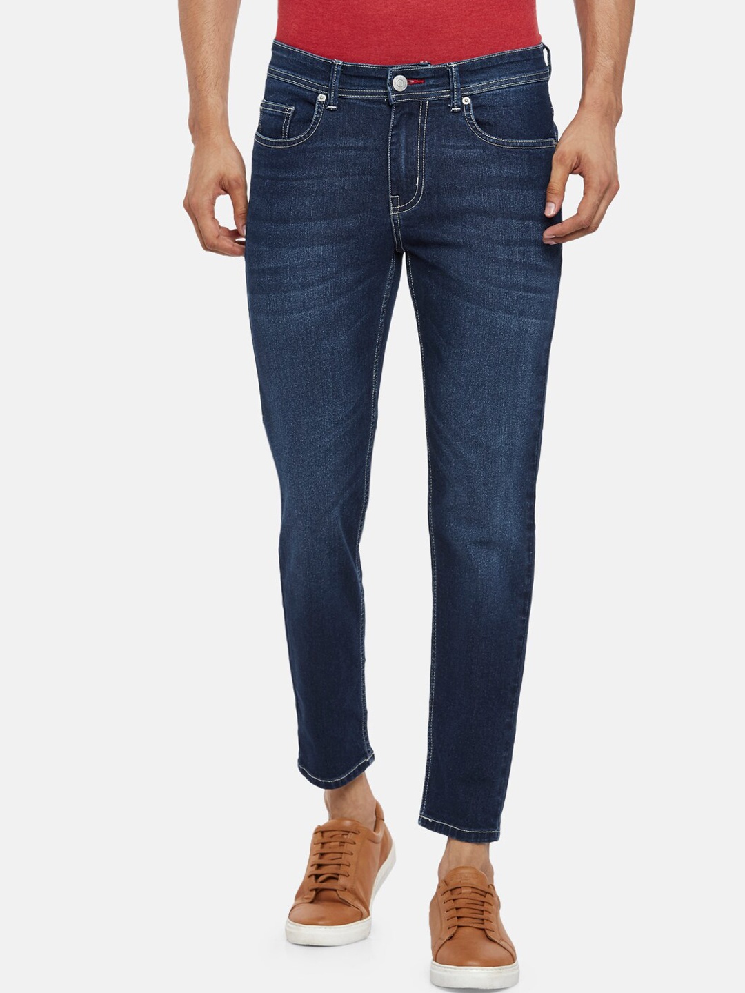 

People Men Blue Skinny Fit Low-Rise Light Fade Jeans
