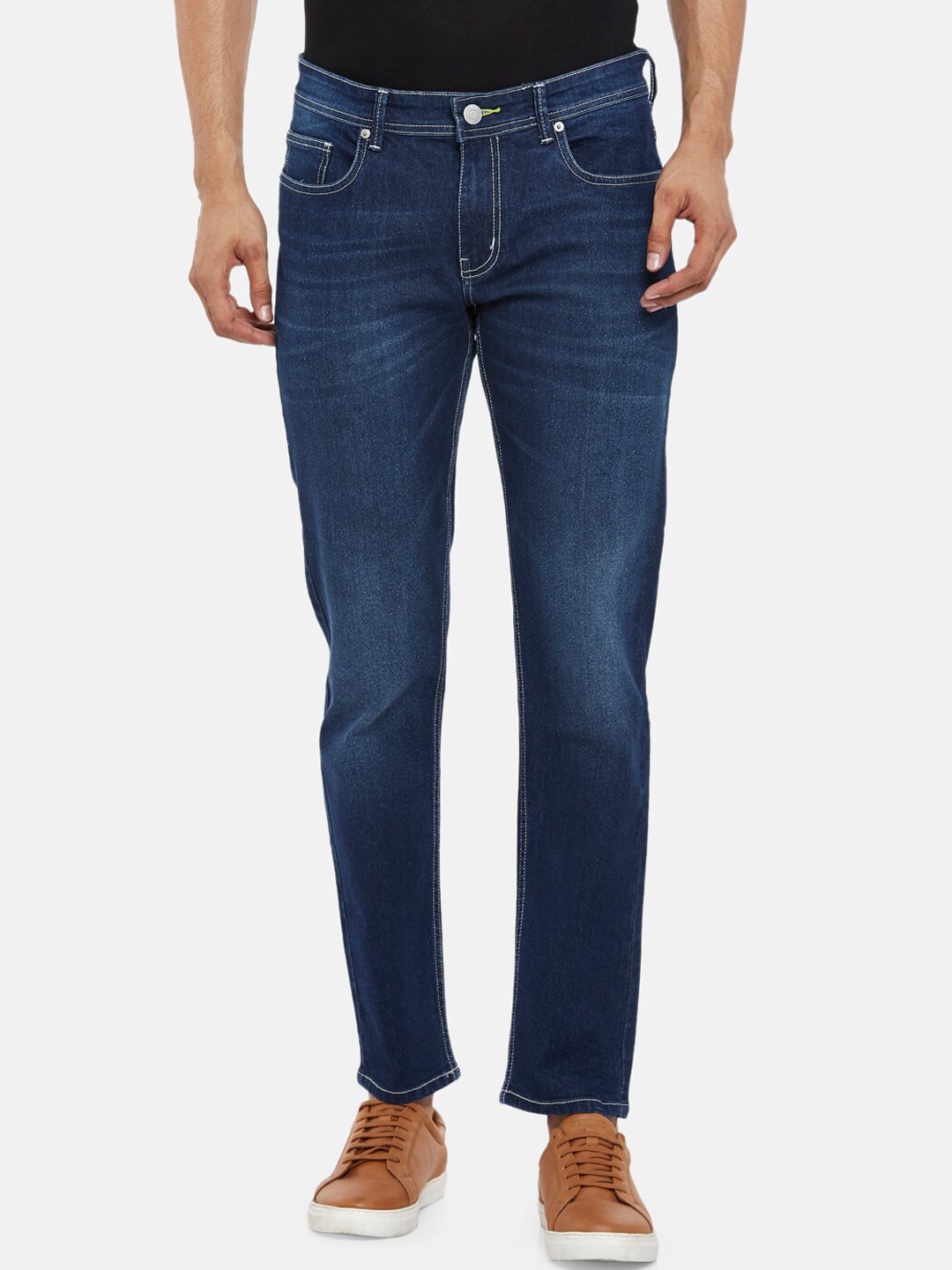 

People Men Blue Slim Fit Low-Rise Light Fade Stretchable Jeans