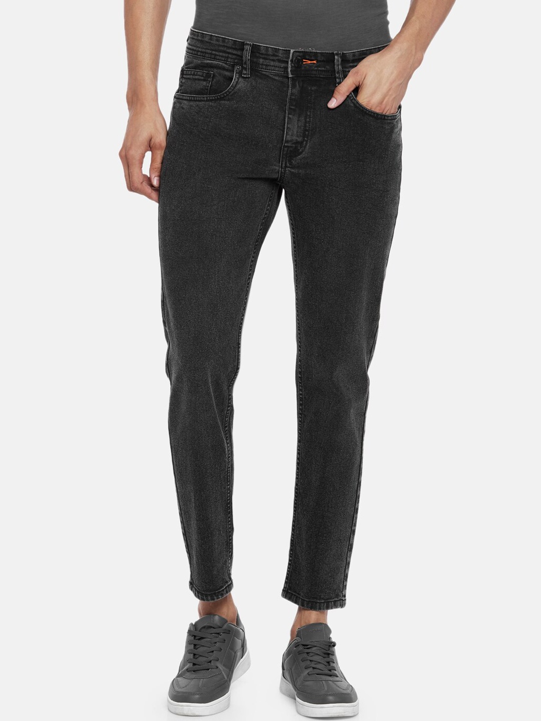 

People Men Black Skinny Fit Low-Rise Jeans