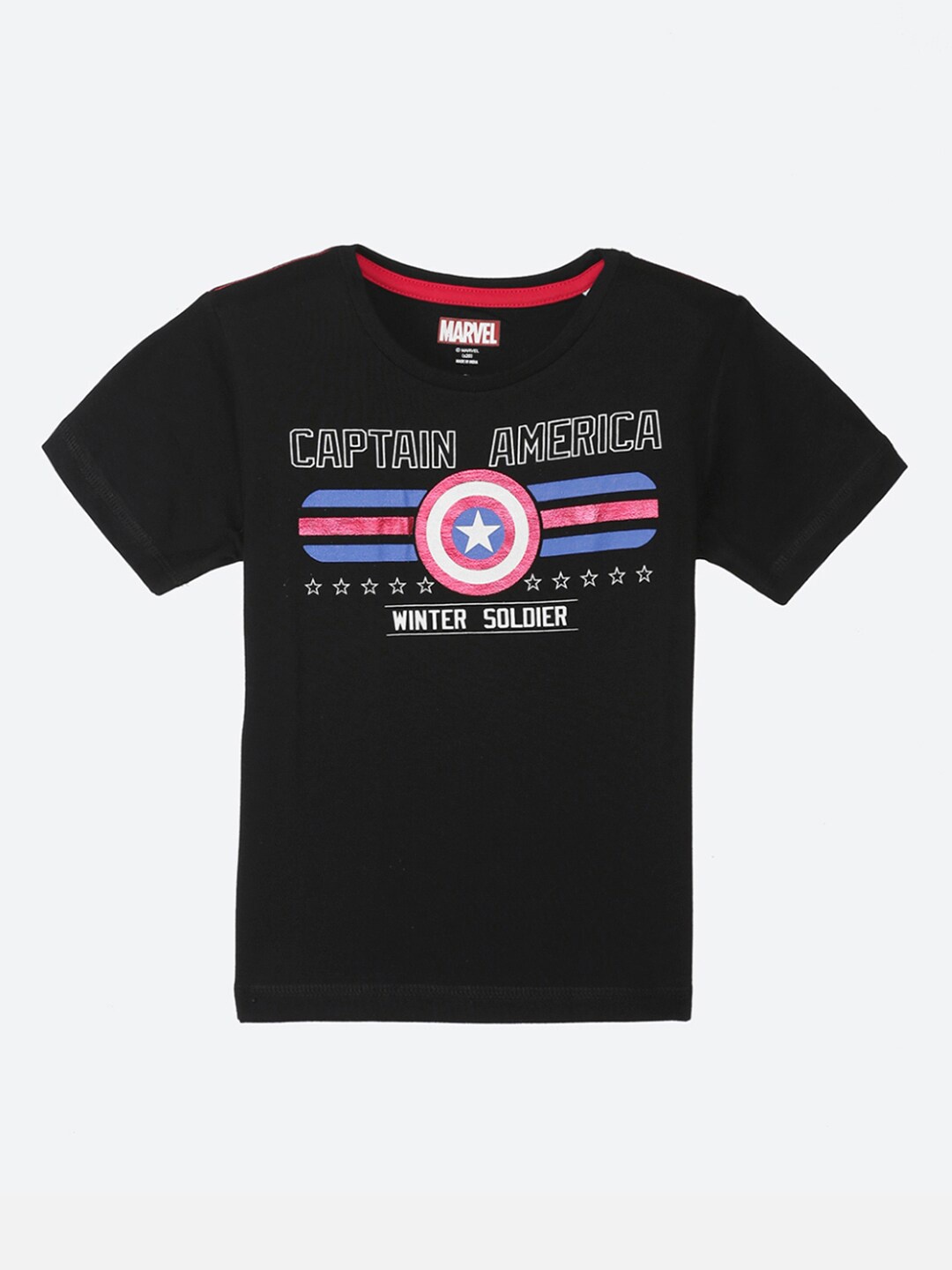 

Kids Ville Boys Black Captain America Printed Pure Cotton T-shirt