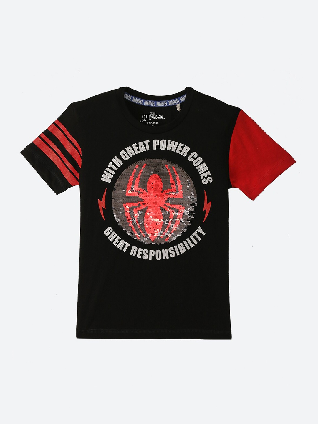 

Kids Ville Boys Black Spider-Man Printed Pockets T-shirt