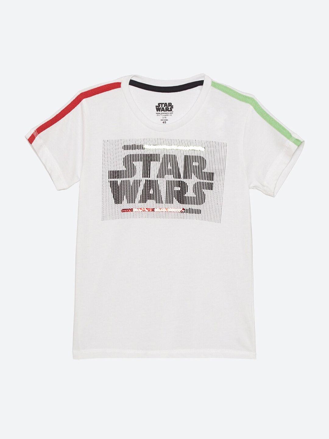 

Kids Ville Boys White Star Wars Printed [ure Cotton T-shirt