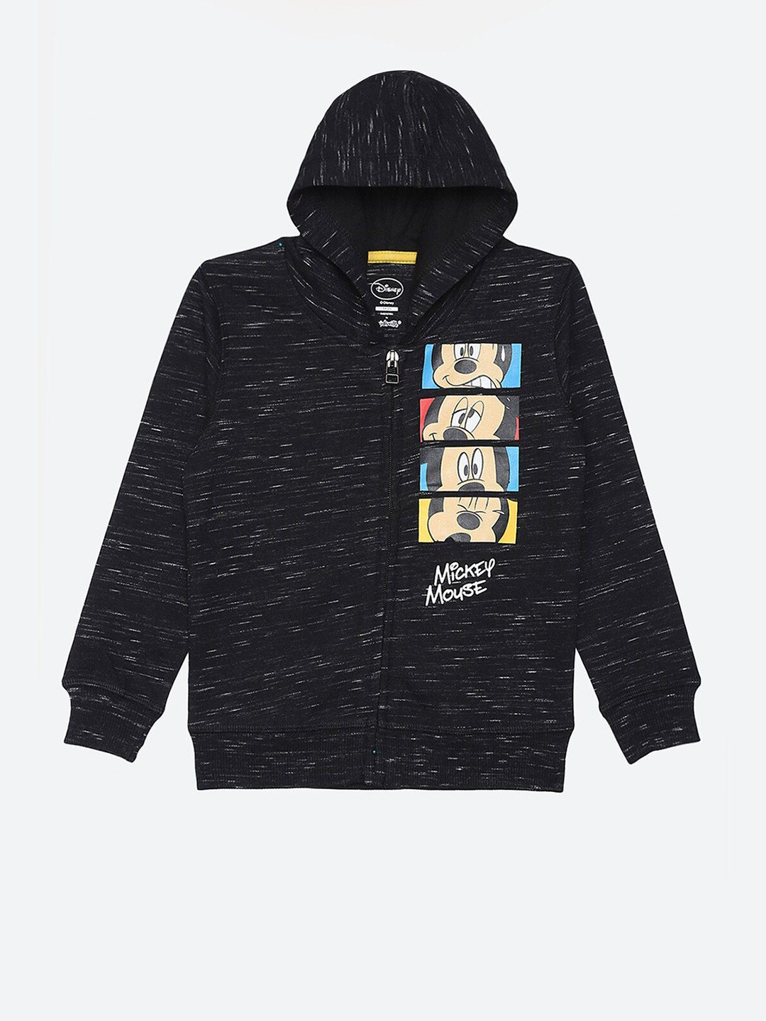 

Kids Ville Boys Black Mickey Mouse Printed Hooded Sweatshirt