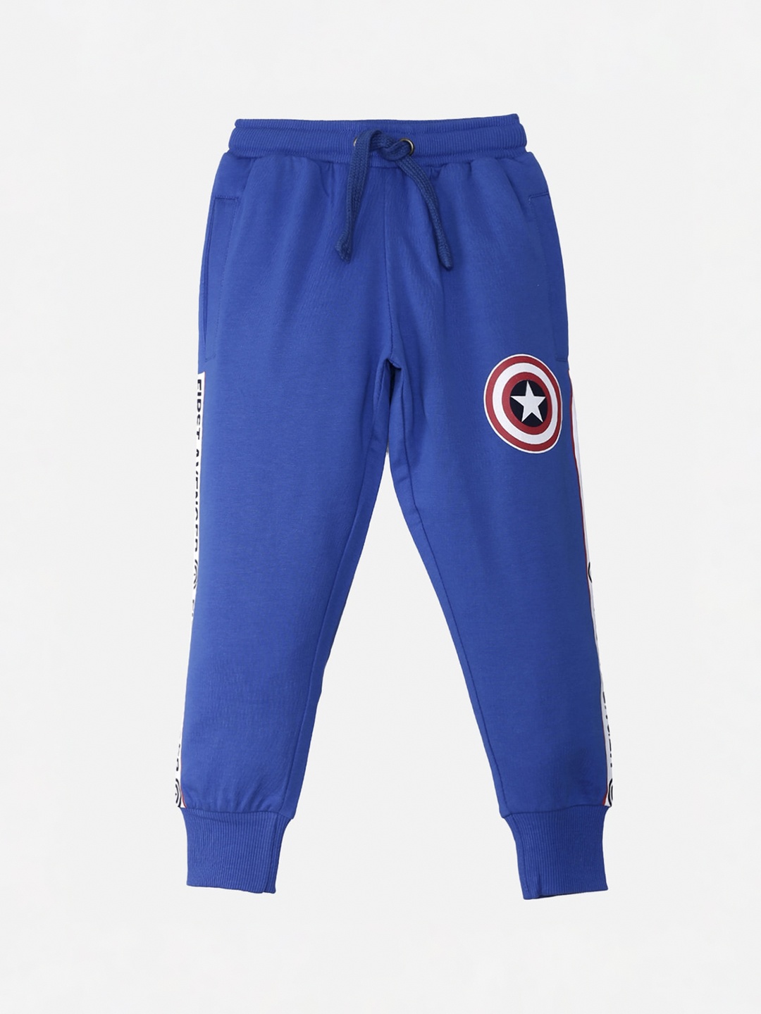 

Kids Ville Boys Blue Graphic Captain America Printed Pure Cotton Joggers