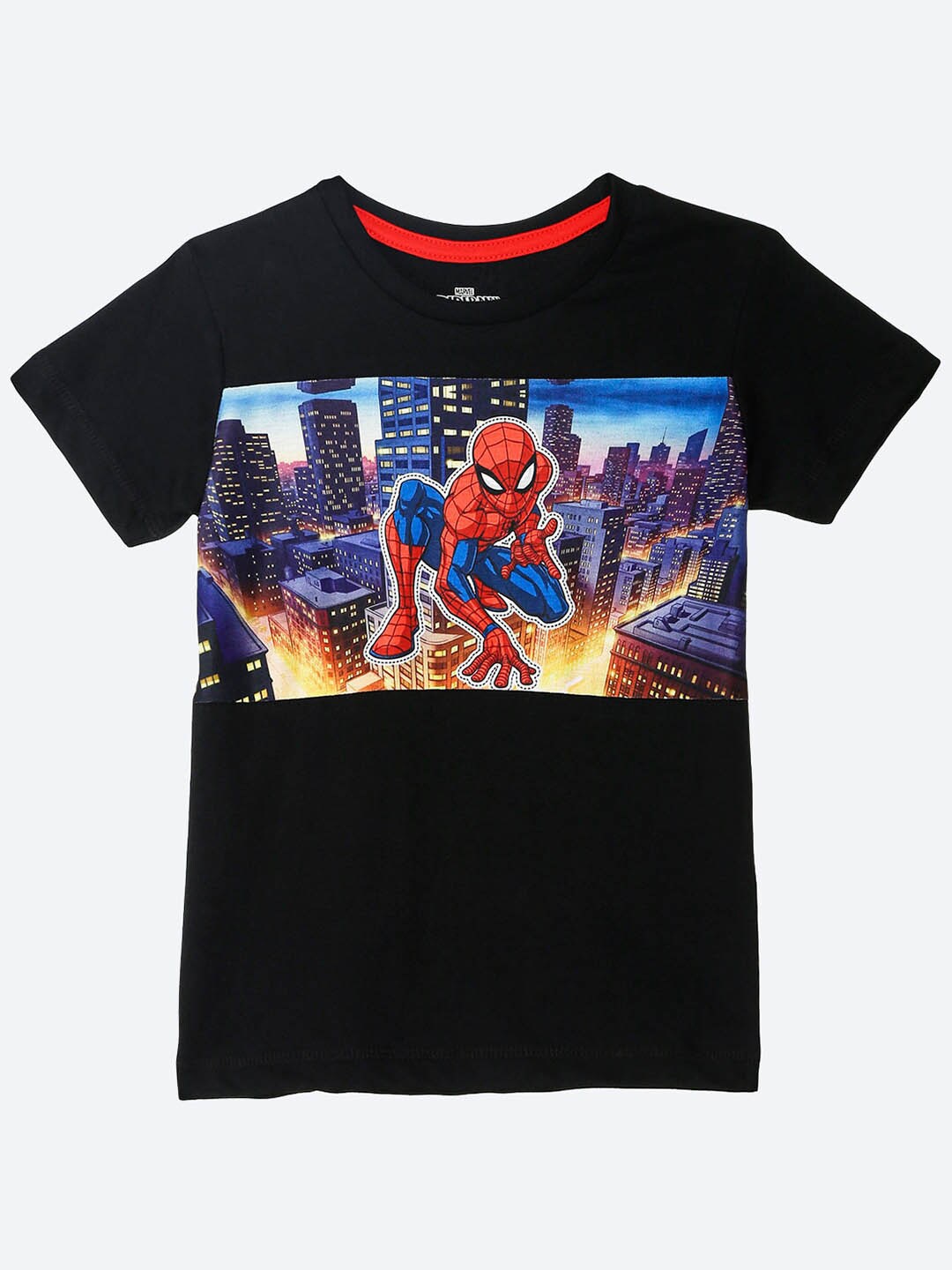 

Kids Ville Boys Black Spider-Man Printed Pure Cotton T-shirt