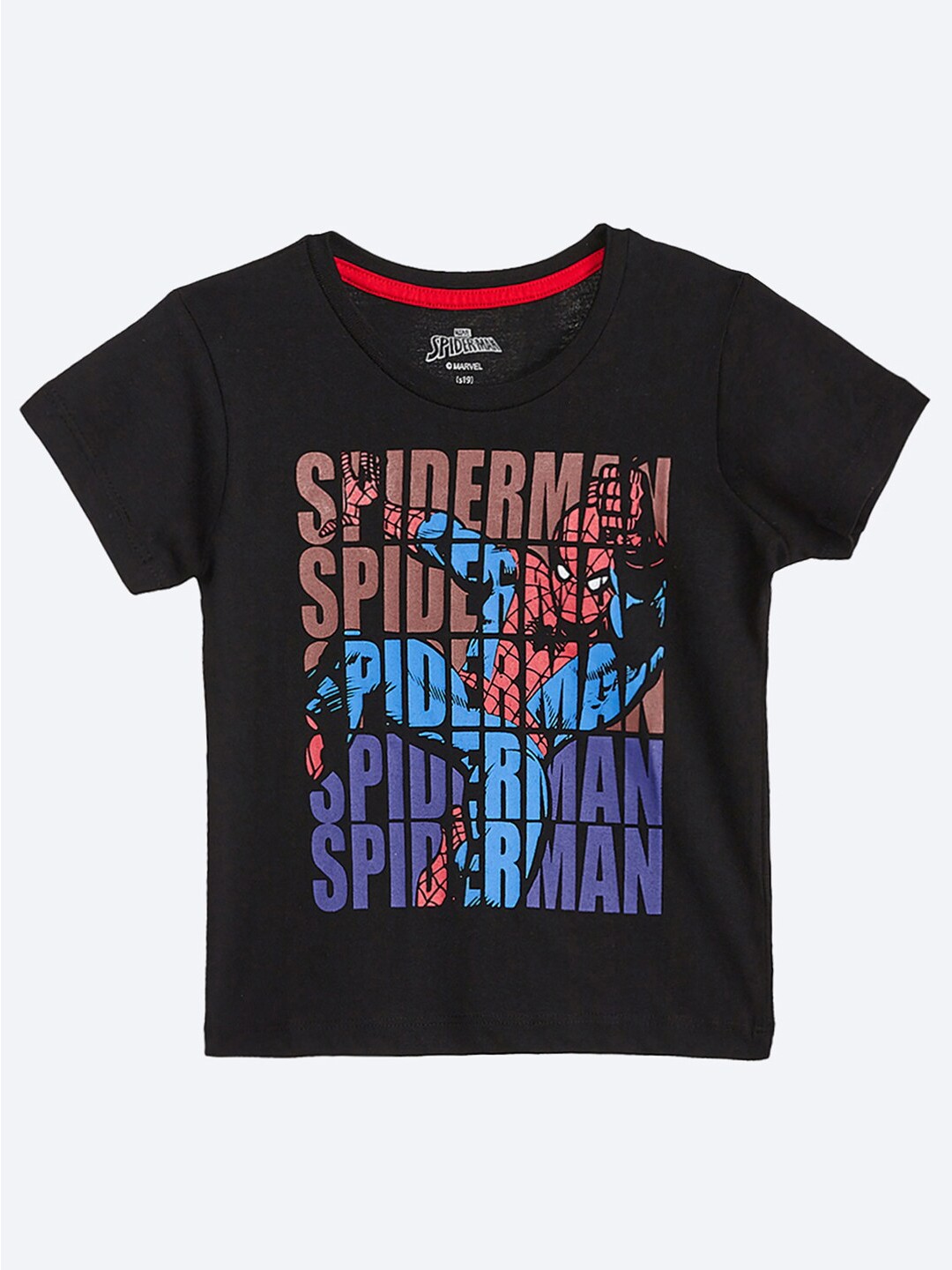 

Kids Ville Boys Black Spider-Man Printed Pure Cotton T-shirt
