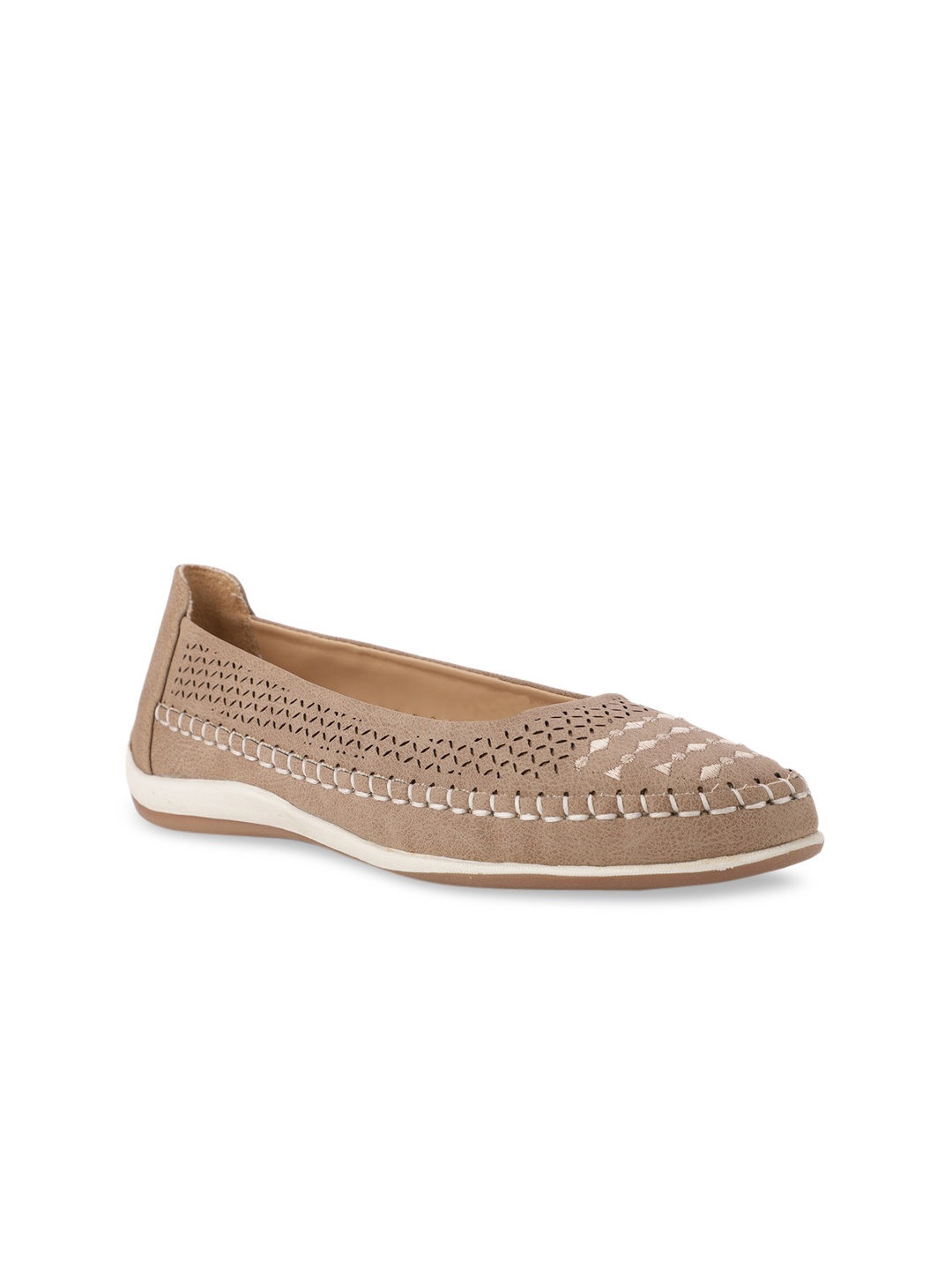 

Bata Women Beige Embellished Ballerinas Flats