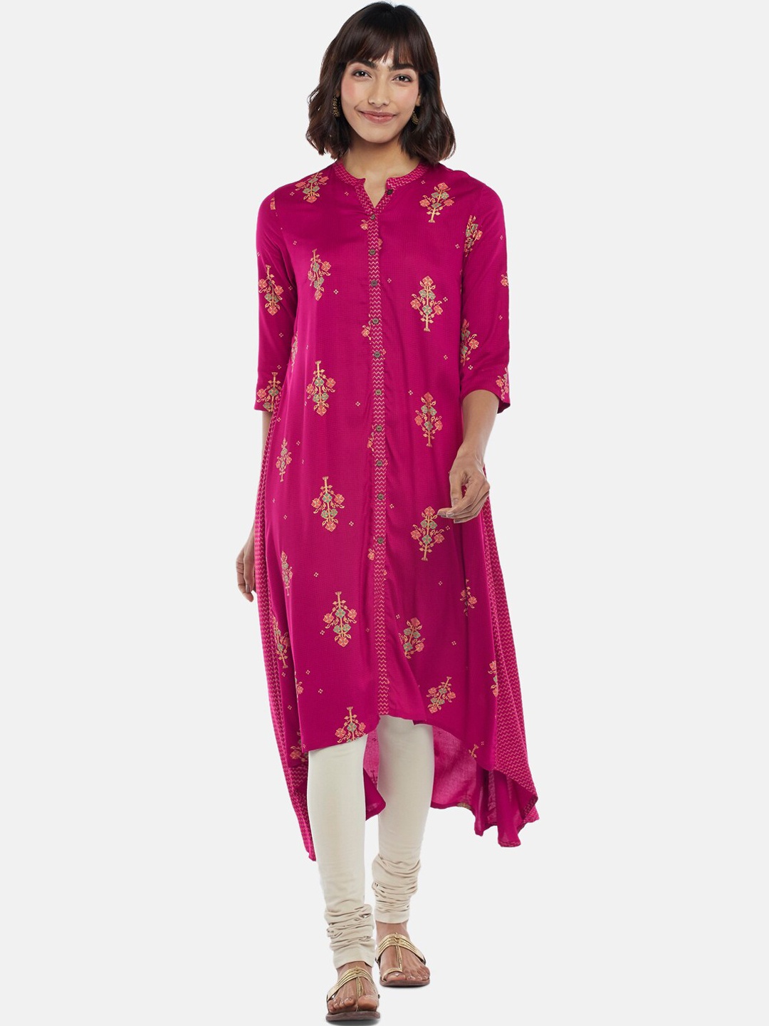 

RANGMANCH BY PANTALOONS Women Fuchsia Pink Ethnic Motifs Printed Kurta