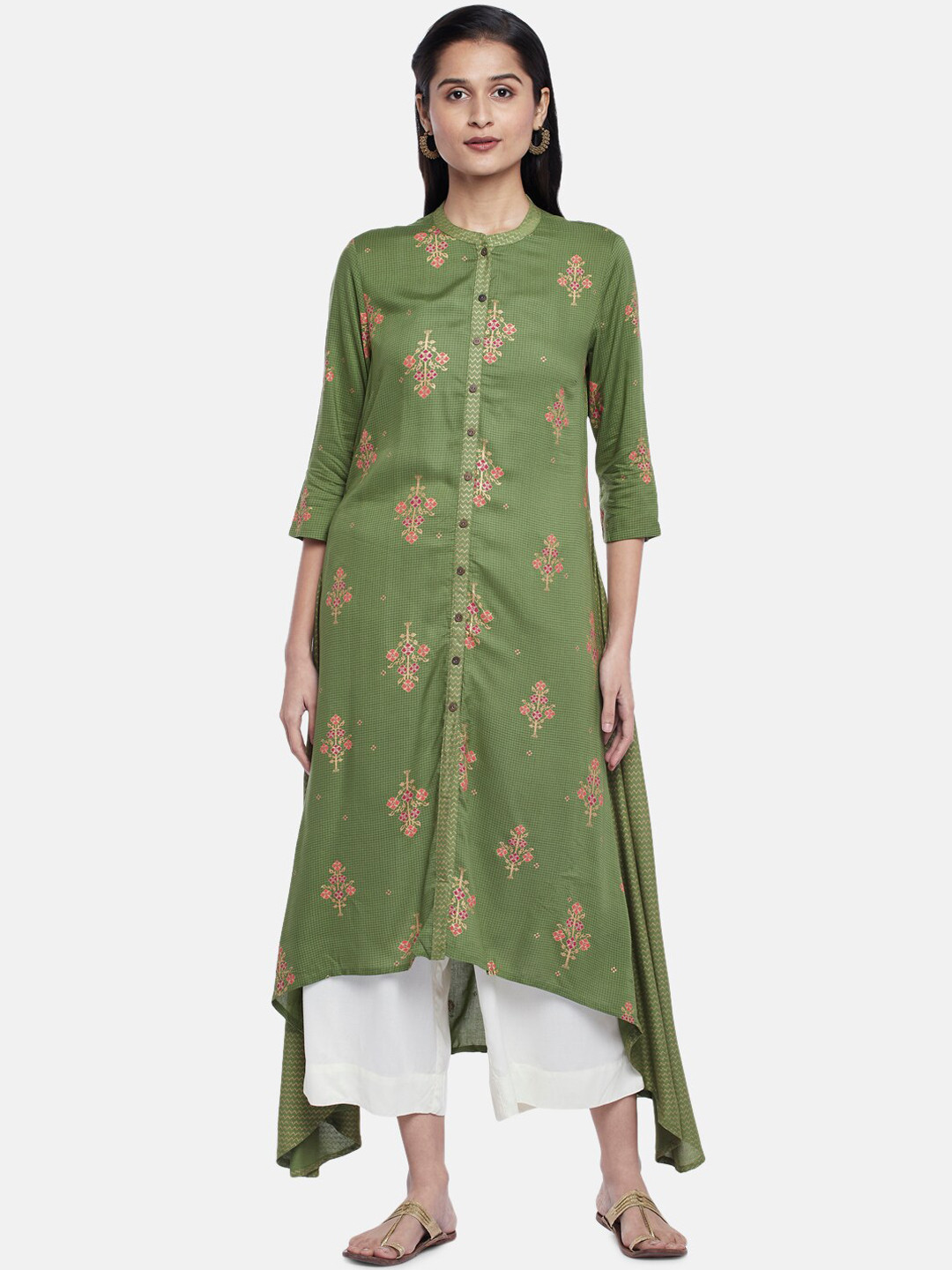 

RANGMANCH BY PANTALOONS Women Green Floral Printed Kurta