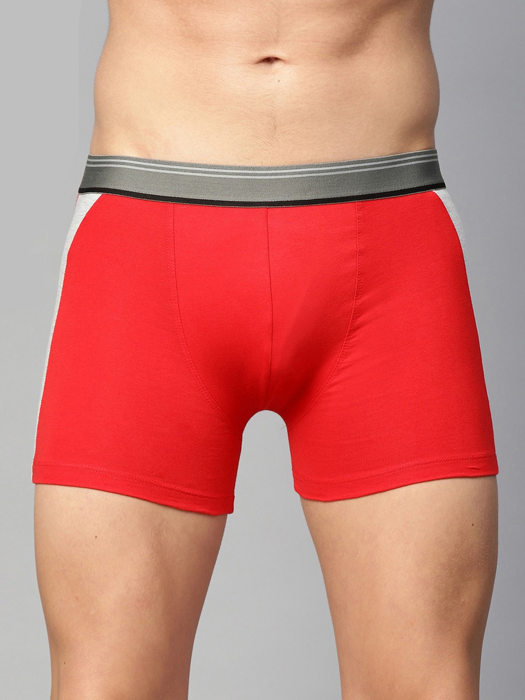 

The Roadster Lifestyle Co Men Red & Grey Solid Trunks RD-1PP-SD-T