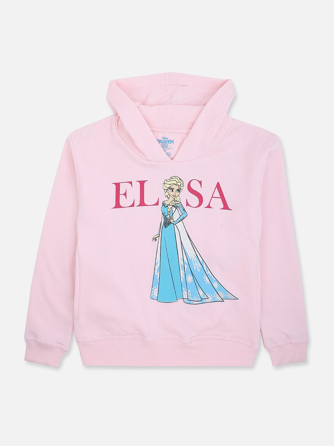 

Kids Ville Girls Pink Frozen Printed Hooded Sweatshirt