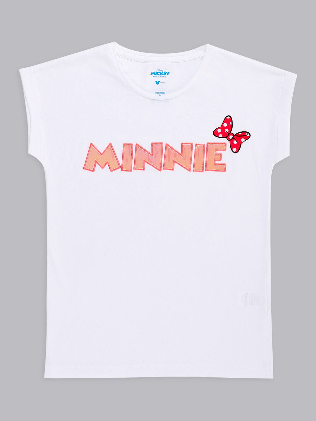 

Kids Ville Girls White Minnie Mouse Printed Pure Cotton T-shirt