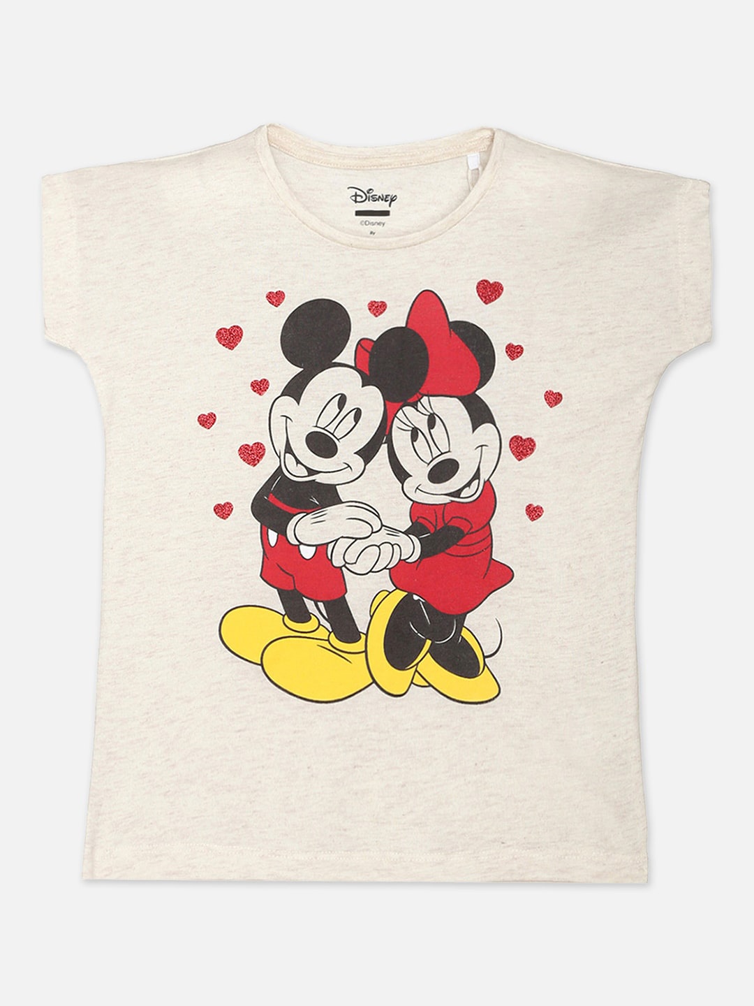 

Kids Ville Girls Beige Mickey & Friends Printed Extended Sleeves T-shirt