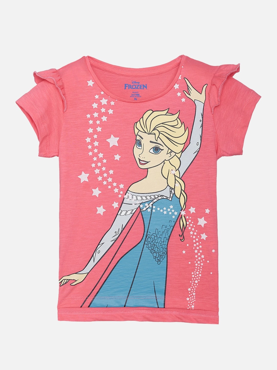 

Kids Ville Girls Pink Frozen Printed Pure Cotton T-shirt