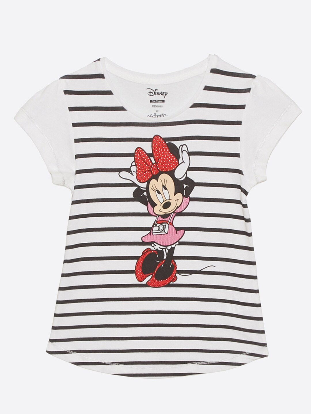 

Kids Ville Mickey & Friends Featured Girls White & Black Pure Cotton T-shirt