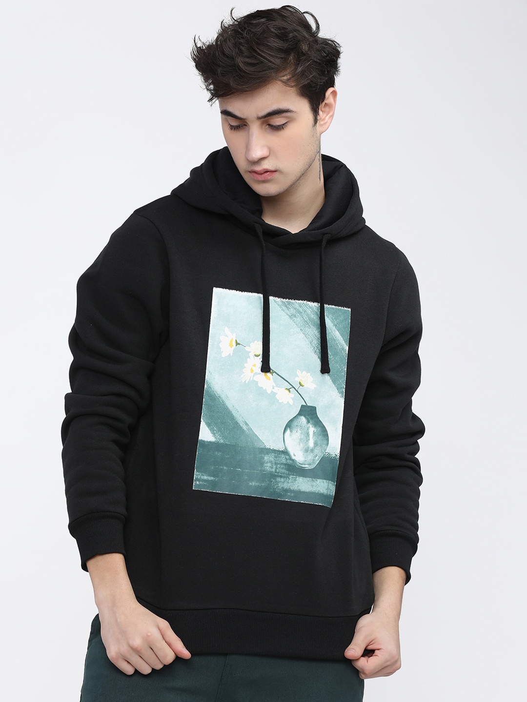 

HIGHLANDER Men Black Printed Hooded Sweatshirt